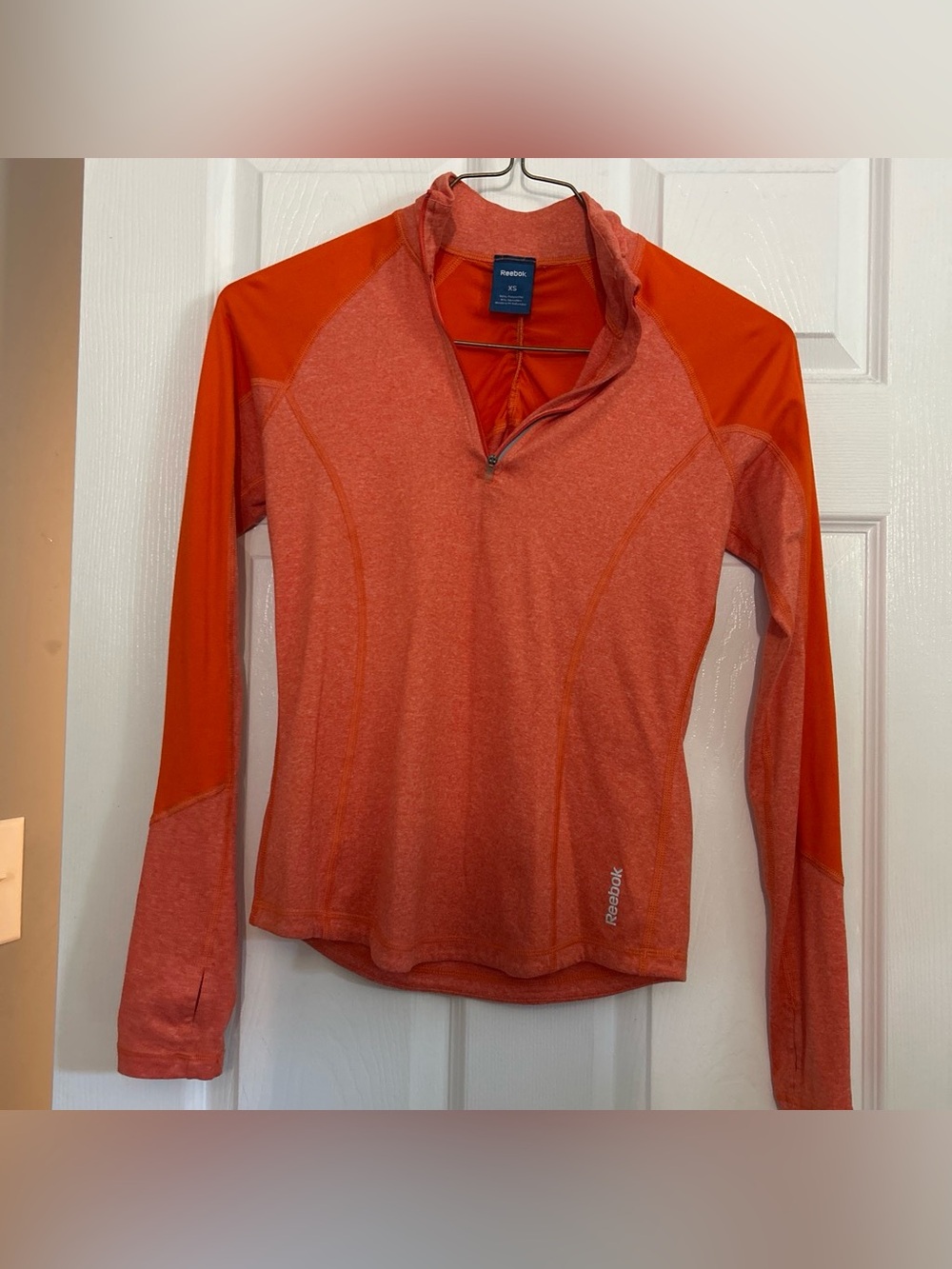 Reebok Women's Orange Half-Zip Cowl Neck Performance Top